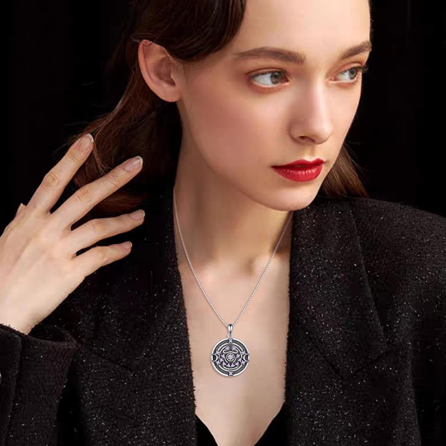 YAFEINI Hecate Wheel Necklace For Women 925 Sterling Silver Hecate Goddess Pendant Wicca Jewelry - Image 2