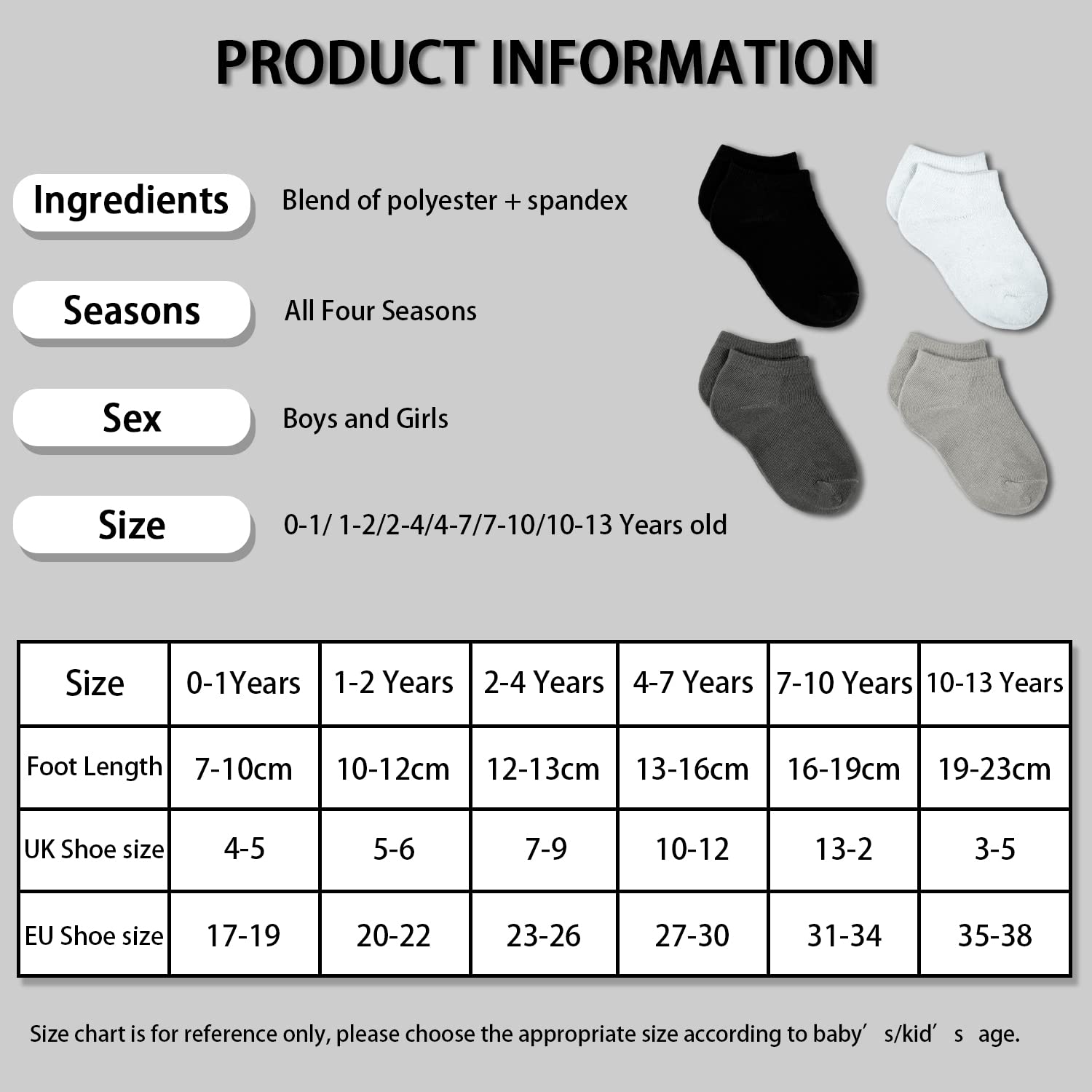 GENTABY Jungen Mädchen Söckchen - Unisex Kleinkind Schwarz Weiß Grau Low Cut Socken - 25 Paar für 0-13 Jahre Kleinkind Neugeborene Schule Strapazierfähige Socken