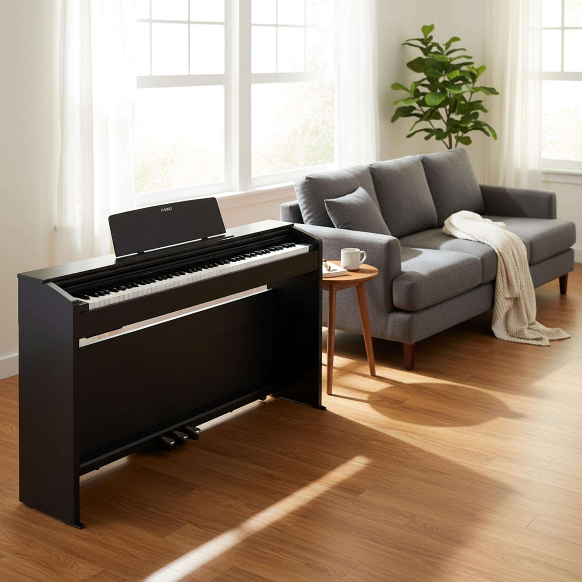 Casio Privia PX870BK Pianoforte Digitale a 88 Tasti - Nero Pacchetto con Pedale Sustain, Copertura, Cavo, Lezioni di Pianoforte Online, Video Didattico Austin Bazaar e Panno per Lucidatura