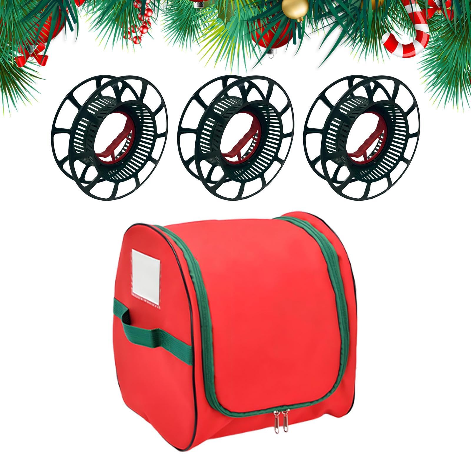 Conservazione delle di Natale | Organizer 'albero di Natale con 3 bobine, scatola portaoggetti con maniglie rinforzate per casa, garage, soggiorno, viaggi all'aperto