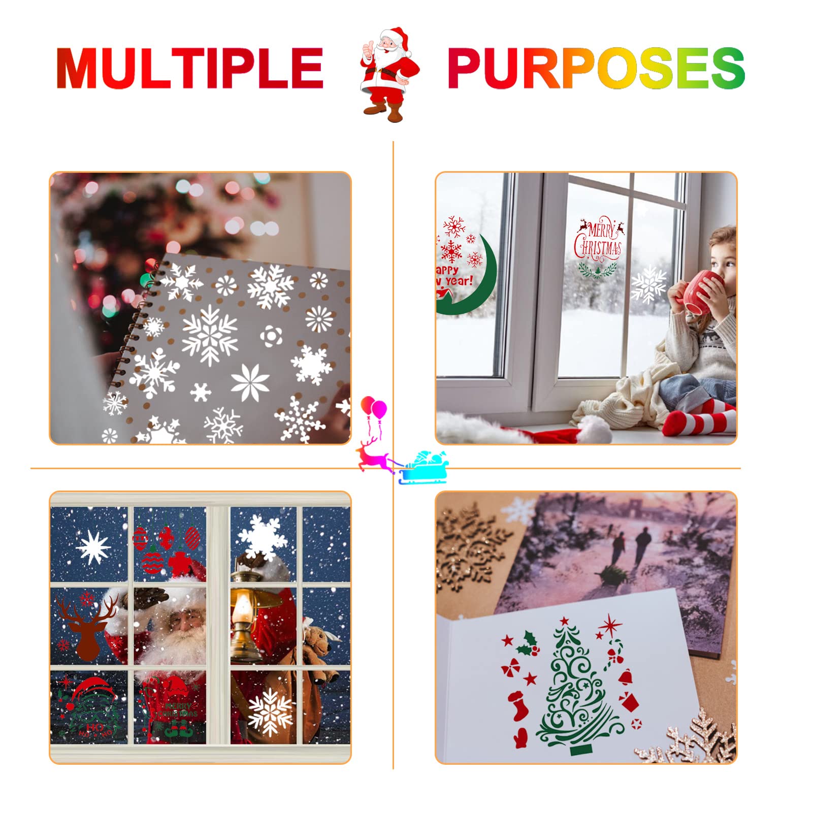 Juego De 16 Plantillas De Navidad, Plantillas De Plástico Reutilizables Para Niños, Plantillas De Pintura Lavables, Para Ventanas, álbumes De Recortes, Niños, Tarjetas De Regalo
