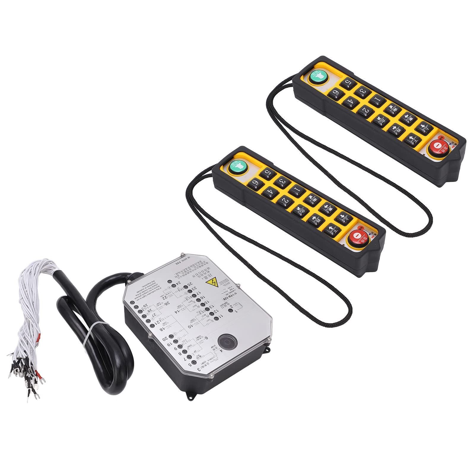 FTVOGUE Gru di Sollevamento Telecomando Industriale AC220V Telecomando Wireless Doppia Maniglia Monitoraggio della Potenza per Gru Trasportatori Pompe per Calcestruzzo Operatori di Attrezzature per