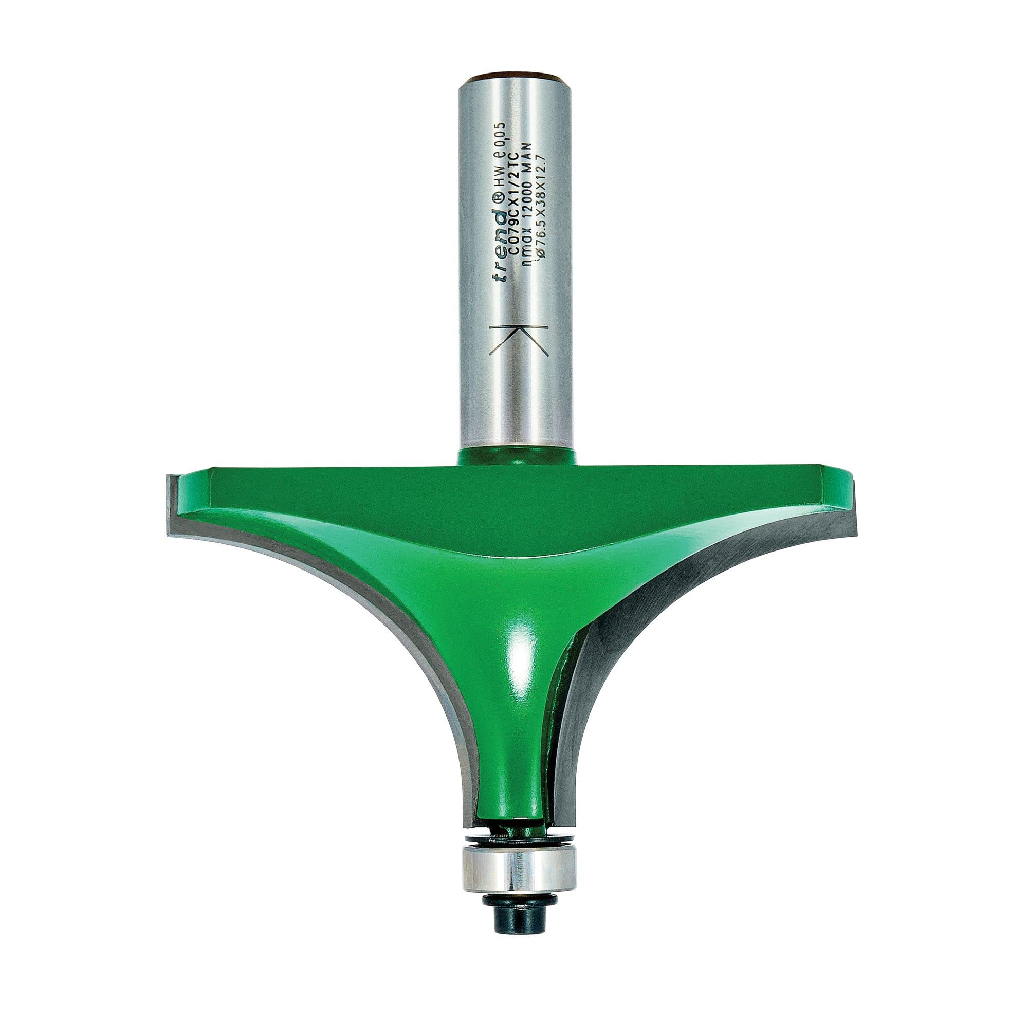 Trend Fresa Ovolo con Rodamiento, vástago 1/2", radio 31,8 mm | Perfil ovolo guiado por rodamiento con puntas TCT de carburo de tungsteno; vástago 1/2 y radio 31,8 mm. C079CX1/2TC