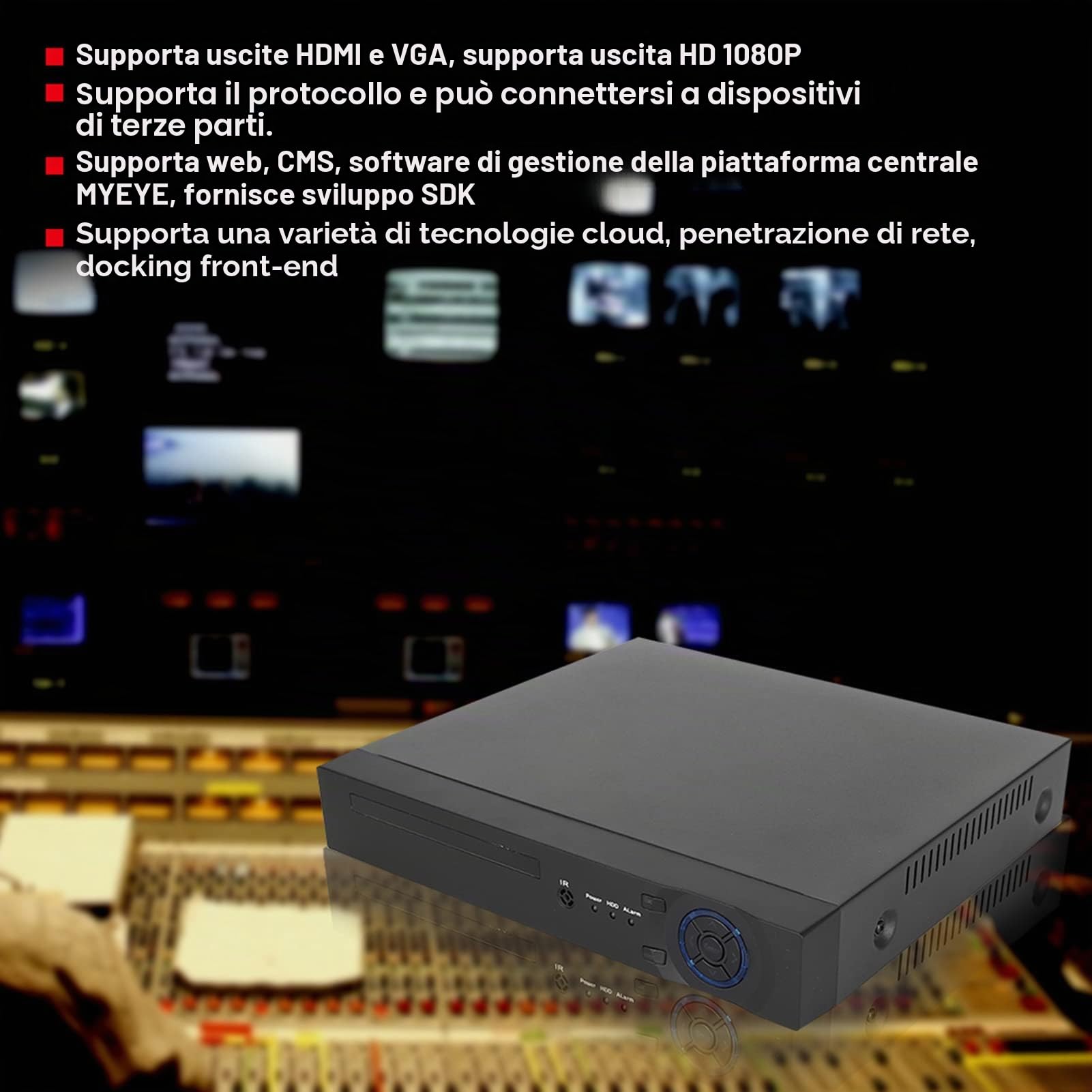 Videoregistratore di rete, AHD TVI CVI CVBS Registratori IP NVR Registratore su disco rigido di sorveglianza con rilevamento del movimento, Visualizzazione remota per telecamera di sicurezza(EU)