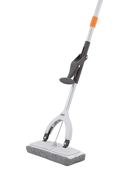 Superio Miracle Microfiber Mop for Hardwood Floors, Tile, Laminate, Walls-self Wringing Flat Mop Telescopic Handle-Lightweight, Heavy Duty-Grey