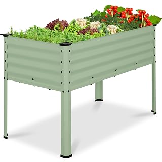 Best Choice Products 48x24x30in Galvanized Raised Garden Bed, Metal Elevated Planter Box, Vegetable Garden for Backyard, Patio, Balcony, 100% Non Toxic Materials - Sage Green - Amazon product rated Grade A