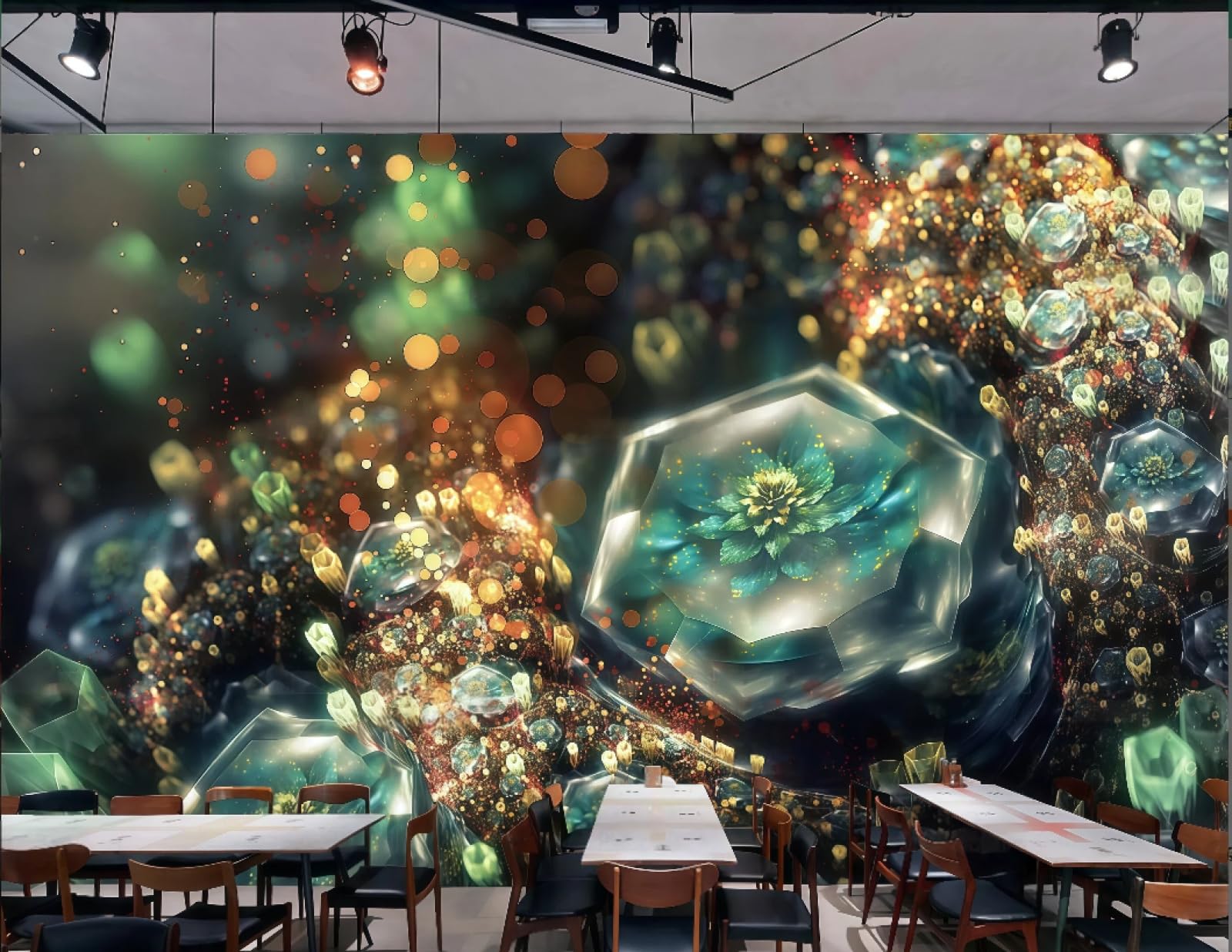 rskjdghshd Wallpaper Three-Dimensional Cool Nightclub Flower Bar Club Western Restaurant Background Wall Mural Afternoon Tea Coffee Shop Wallpaper,3D,250x175cm