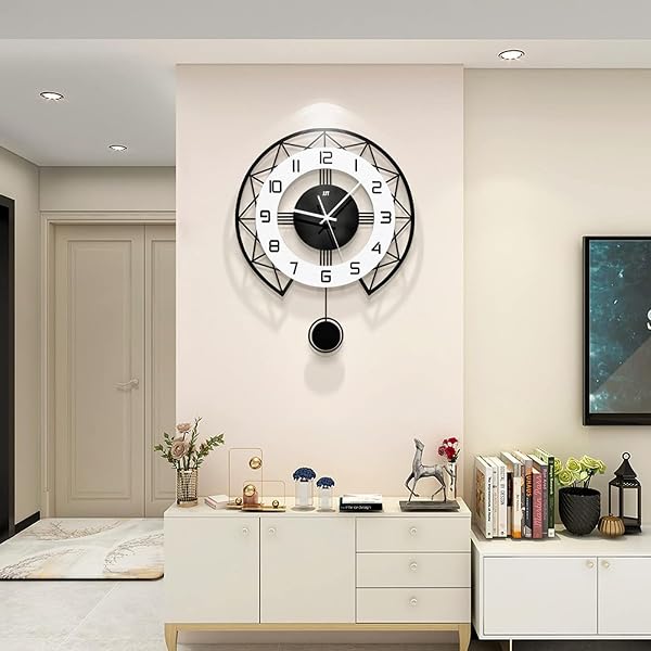 JUJUDA Modern Silent Pendulum Wall Clock 17in