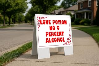 Love Potion No 9 Percent Alcohol Red Frame With Hearts A-Frame Double Sided 23x23 in. sign