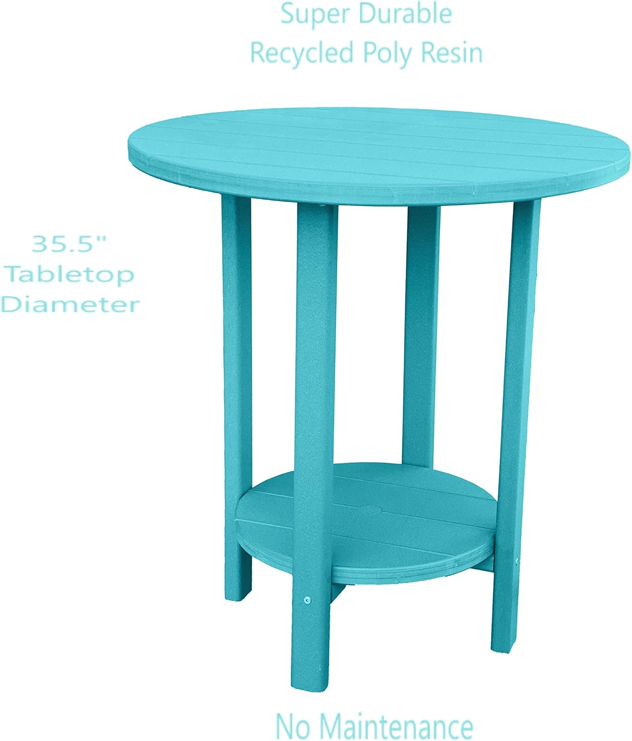 Phat Tommy Adirondack Bar Set - Outdoor Bar Set - Tall Bistro Table and Chairs, Set of 2 - Poly Furniture, High Top Seating for Decks and Balconies - HDPE Outdoor Furniture, Teal