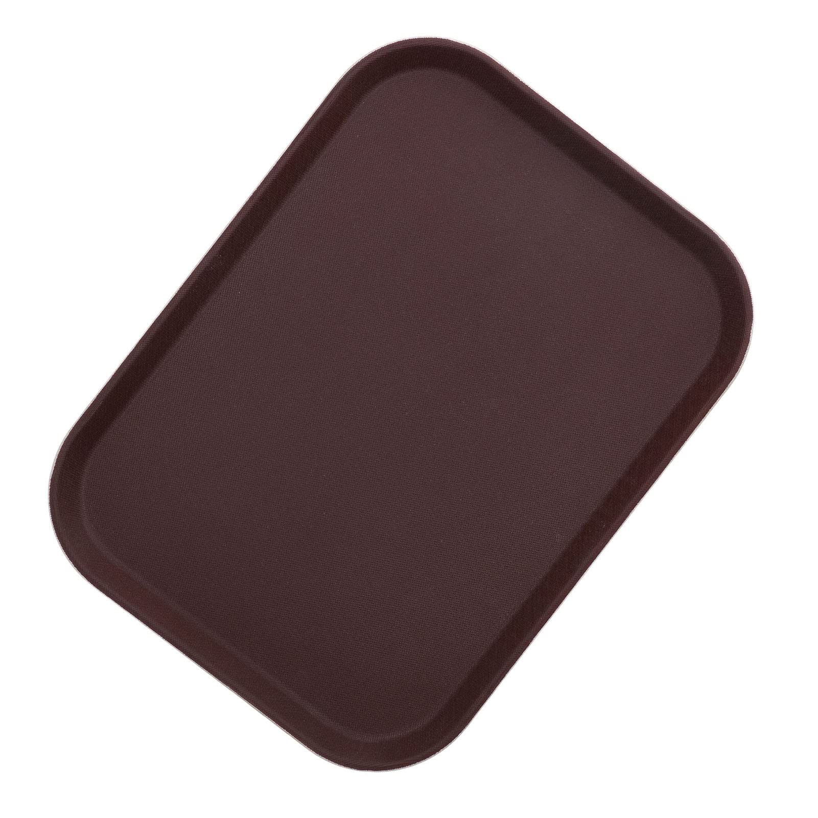 Bandeja redonda para servir con base de goma antideslizante, diseño apilable de fibra de vidrio templado resistente al calor para restaurantes, bares y uso doméstico, 25 x 35 cm (regular)