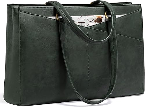 Miniatura 22 de LOVEVOOK Bolsa para laptop para mujeres, bolsa de mano para laptop de 15.6 pulgadas para mujeres, bolsas de mano de trabajo de cuero vintage para