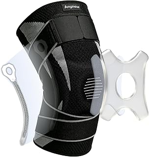 Knee Brace for Men and Women, Adjustable Compression Knee Support Brace with Gel Patella Pad & Side Stabilizers, Breathable Non-Slip Knee Sleeve for Running, Workout, Basketball, Gym(With Stabilizer, Large)