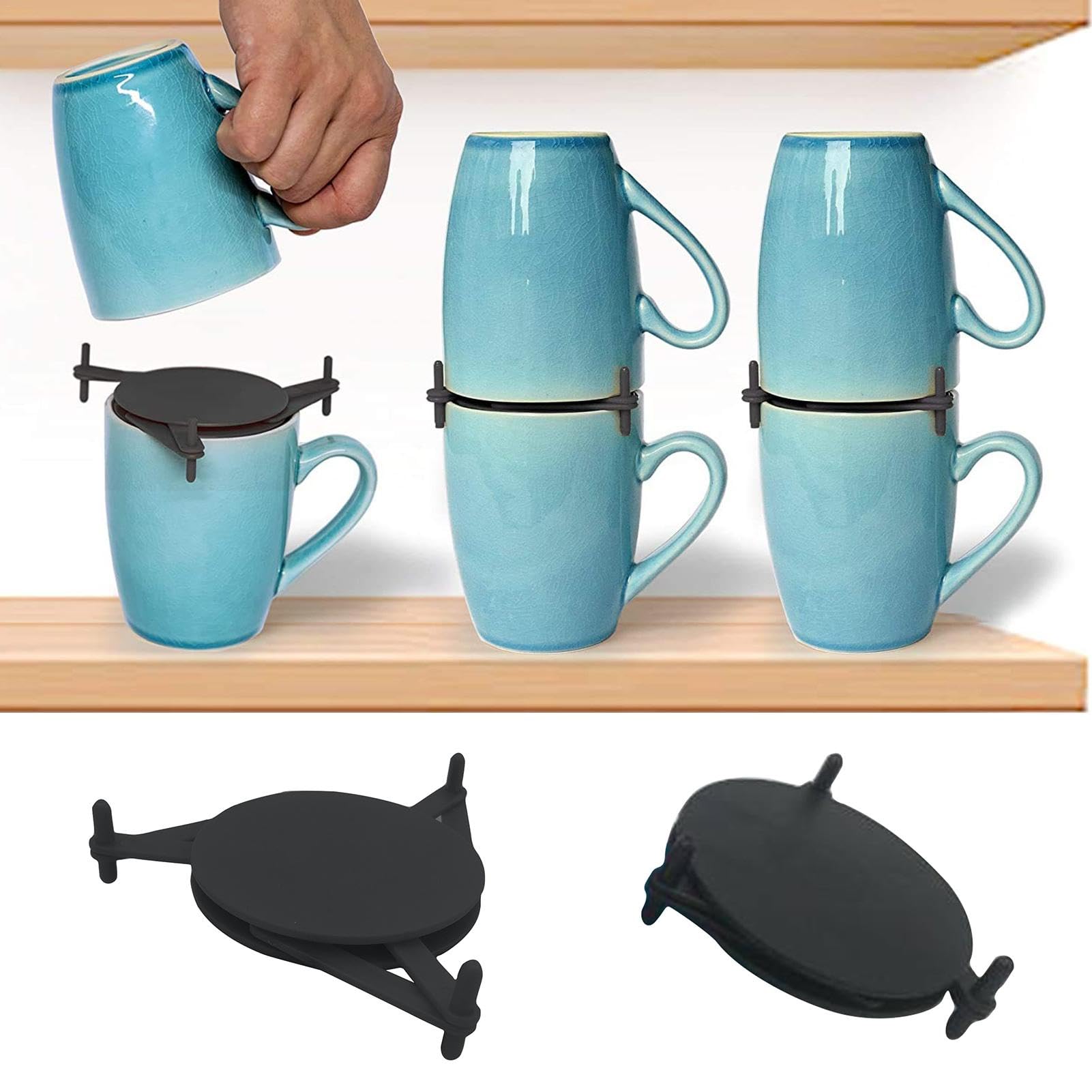 Tassen-Organizer-Schrank – stapelbarer Tassen-Organizer, Küchenschränke, verstellbarer Becherhalter, platzsparender Kaffeetassen-Organizer, 