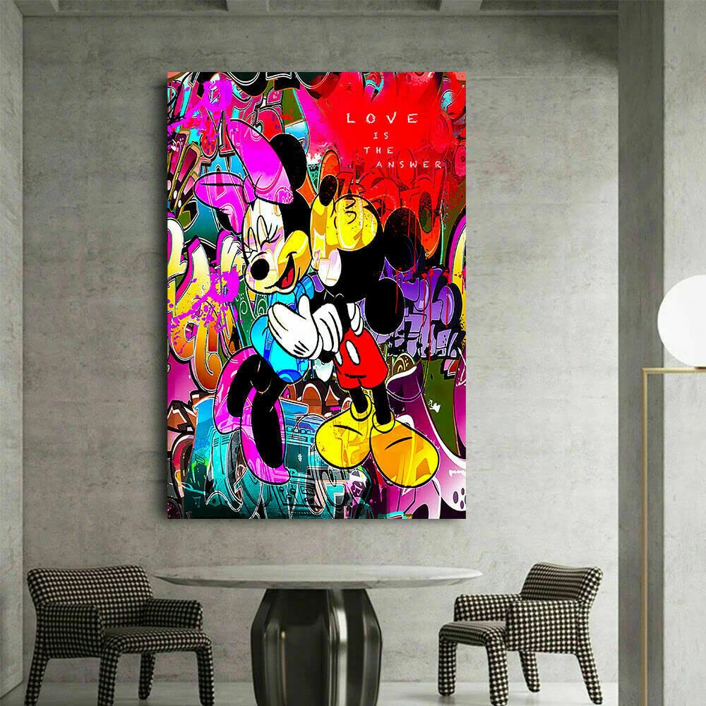 Pop Art Impression sur toile Motif Mickey Mouse Minnie 1 pièce 75 x 50 cm Pop Art Impression sur toile Motif Mickey Mouse Minnie 1 pièce 75 x 50 cm