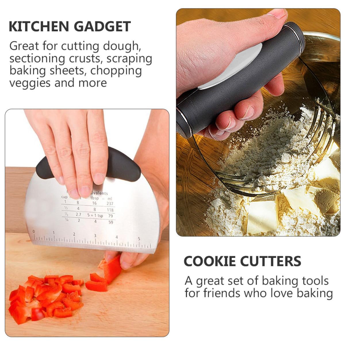 Ausstechform aus Edelstahl zum Kuchen und Plätzchen Backen Küchenhelfer mit Schneidefunktion und Teigschaber für Backzubehör in Silber