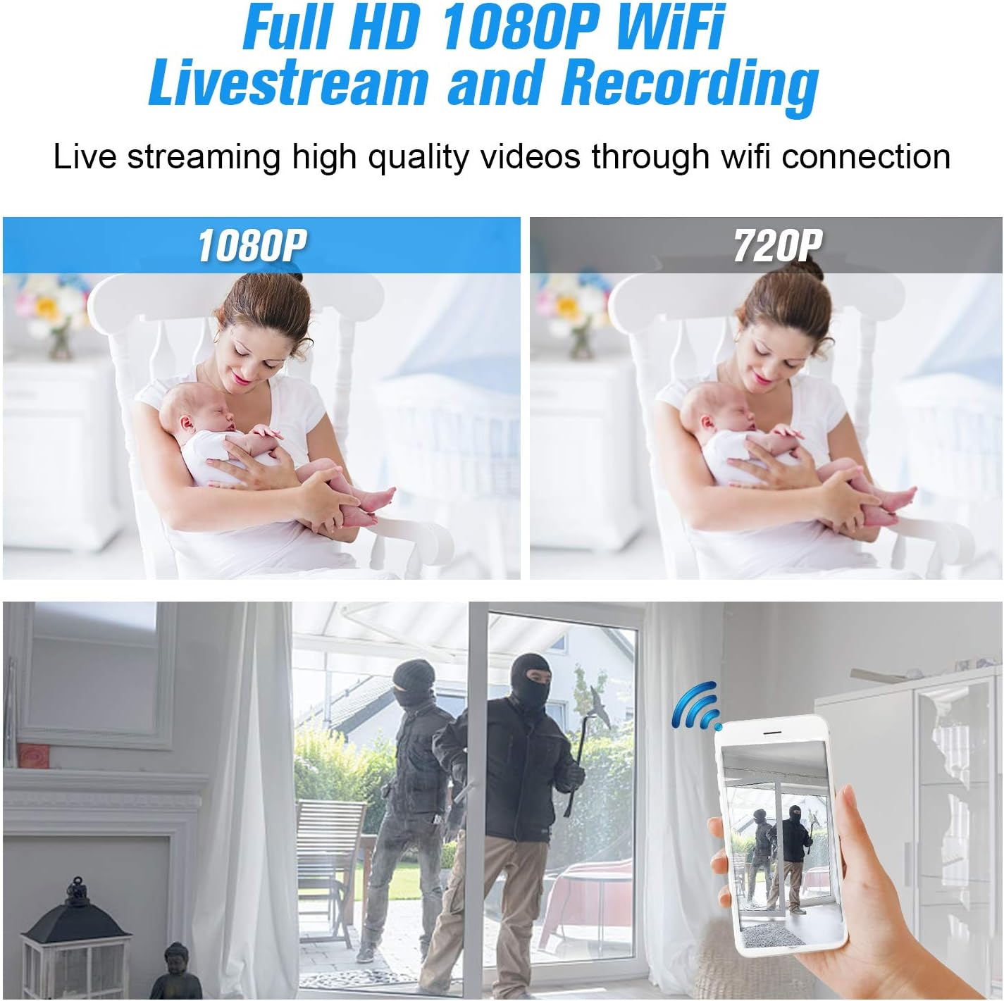 Mini Hidden Camera, WiFi Wireless Home Security Surveillance Cameras,1080P HD Small Portable Tiny Nanny Cam with Motion Detection and Night Vision for Indoor/Outdoor(3rd Generation)