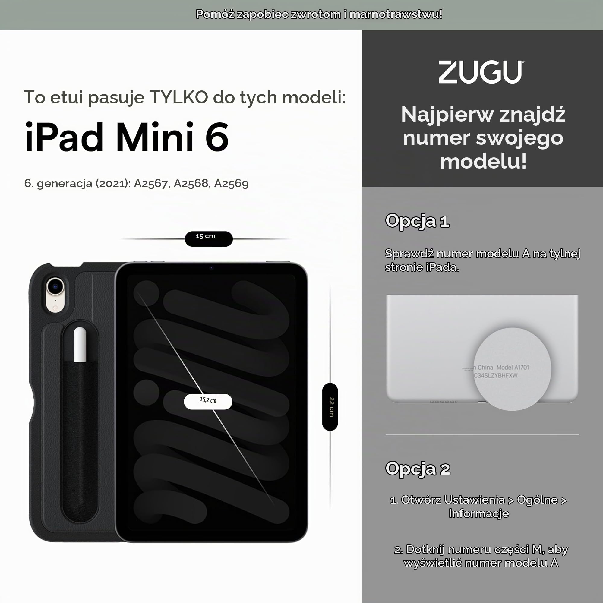 ZUGU CASE do iPad Mini 6/7 A17 Pro 2021/2024 [Czarny]