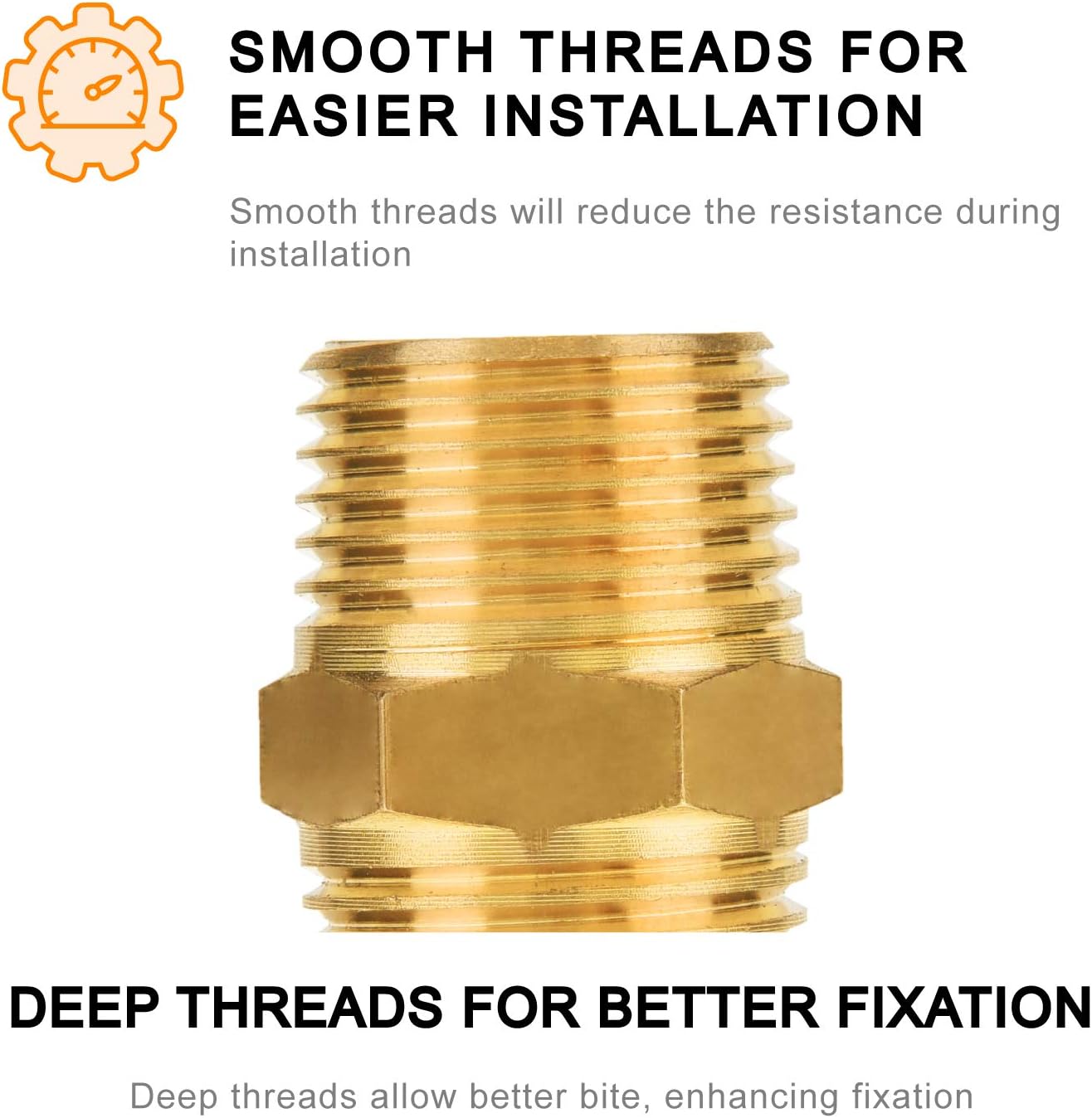 Brass Pipe Fitting, SUNGATOR 1/2-Inch x 1/2-Inch NPT Male Pipe, Hex Nipple (5-Pack) - - 