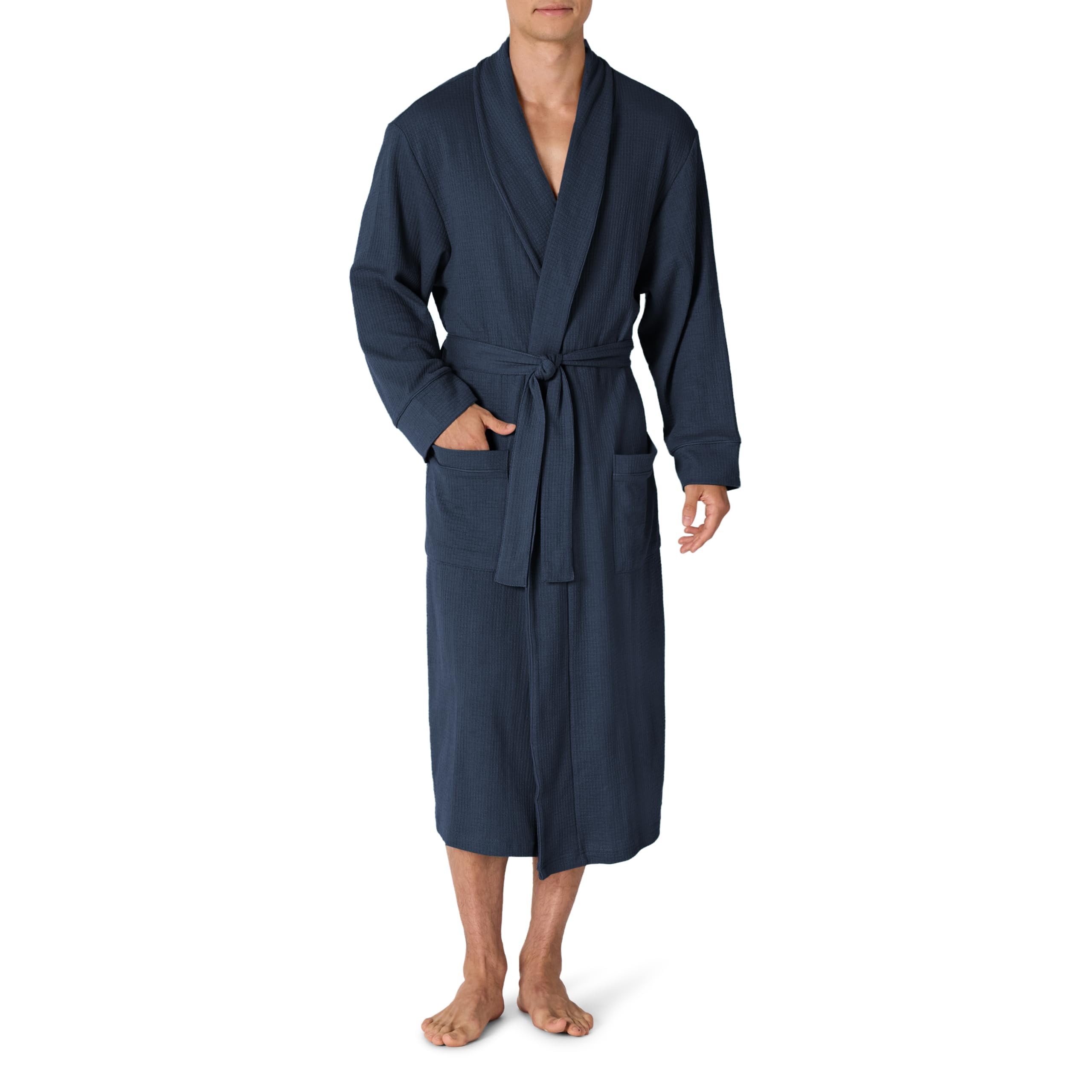 Amazon Essentials Men's Lightweight Cotton Waffle Bath Robe, Mid-Length Loungewear (Available in Big &amp; Tall)