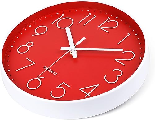 Miniatura 127 de jomparis - Reloj de pared de cuarzo redondo de 12 pulgadas, silencioso, sin tictac, decorativo, moderno, funciona con pilas, para oficina, hogar