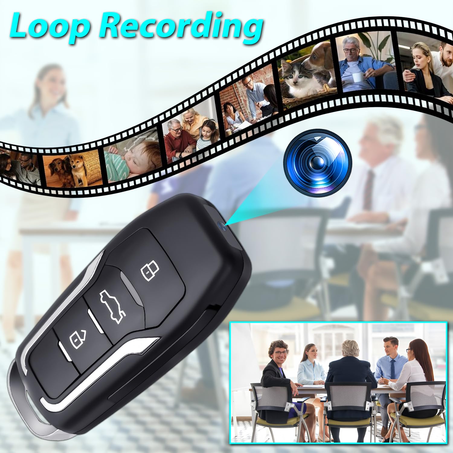 Mini cámara de video de 64 GB, cámara de vigilancia portátil de 1080P con detección de movimiento, cámara de seguridad para el hogar y la oficina al aire libre