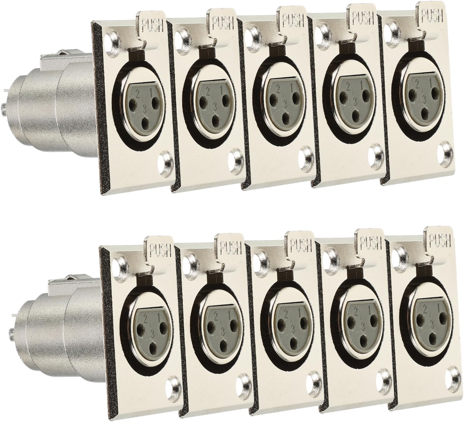 Angoily 10pcs 3-pin Female Xlr Panel Microphone Connectors for Stage Audio Equipment, Replacement Mic Parts for Dynamic Microphones, Sturdy Audio Wire Socket Chassis Accessories for Sound Systems