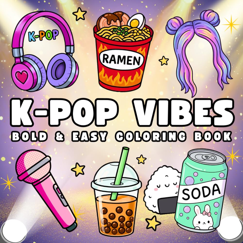 K-Pop Coloring Book: 50+ Bold & Easy K-Pop Aesthetic Pages Featuring Cute Idol, Fashion & Fan-Themed Art