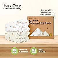 Vista 168 de 2-Pack Waterproof Baby Crib Sheets for Boys, Girls - 52x28 Viscose Derived from Bamboo Toddler Bed Sheet Neutral, Fitted Crib Mattress Protector