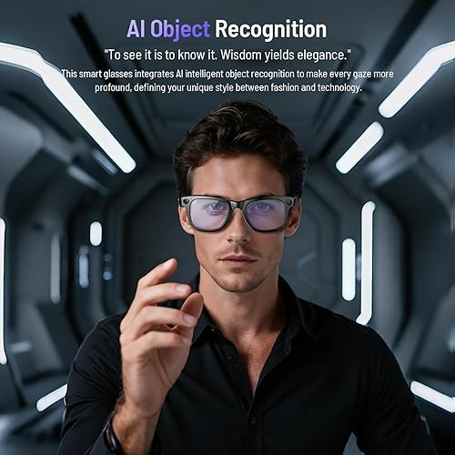 Miniatura 5 de Lentes inteligentes AI para hombres y mujeres, gafas de cámara antivibración de 800 W, traducción en tiempo real, reconocimiento de objetos AI,