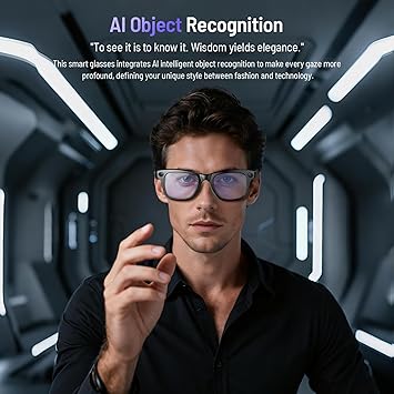 Upgraded Ai Smart Glasses with Camera, 800w Anti-Shake Camera Glasses, Real-Time Translation, Ai Object Recognition, Voice Assistant, Blue Light Glasses Suitable for Business, Travel and Outdoor Use