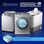 IO CLEAN Comprimés de nettoyage de la laveuse, 24 Compte (1 Année de disponibilité) – C'est profond. Clean Comprimés nettoyants pour lave-linge HE Charge avant & Charge supérieure – Détartrage de laveuse sans parfum pour le contrôle d'odeur