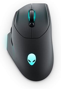 Alienware Wireless Gaming Mouse - AW620M Dark Side of the Moon 7-Button Optical Sensor Polling Rate 1KHz 26000 DPI 5 Levels 650 IPS Lightweight 3.5 oz 99g 16.8 Million Color RGB Right-Handed