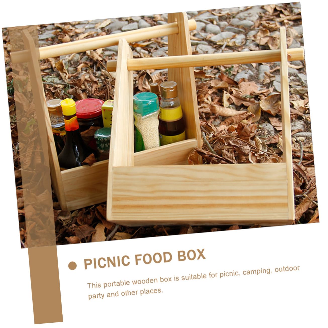 Toddmomy Caja De Comida Portátil De Madera para Picnic y Camping Contenedor De Snacks y Frutas para Actividades