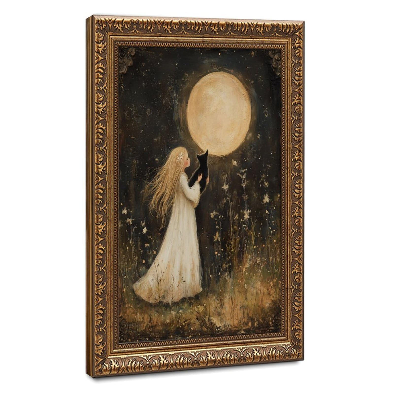 Bareronor Whimsical Cat Poster Canvas Poster Bedroom Decor Landscape Office Room Decor Gift 24" L X 36" W