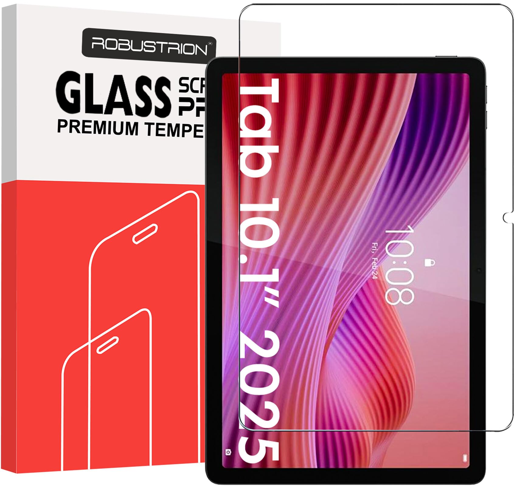 robustrion tempered glass for lenovo tab 10.1" 2025 screen protector guard for lenovo idea tab 10.1 inch tablet - 1 pack