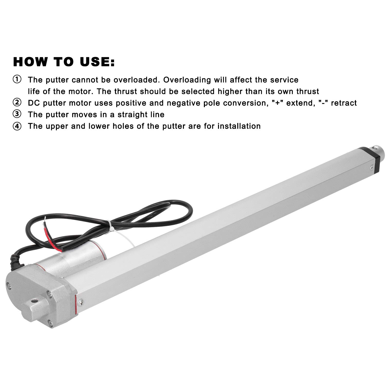 Cocoarm Motore Elettrico Putter Attuatore Lineare di Grado Industriale 12VDC 300N Carico 400mm Corsa IP45 Scatola Ingranaggi Chiusa a Basso Rumore per Barche Macchinari Industriali (24 V CC)