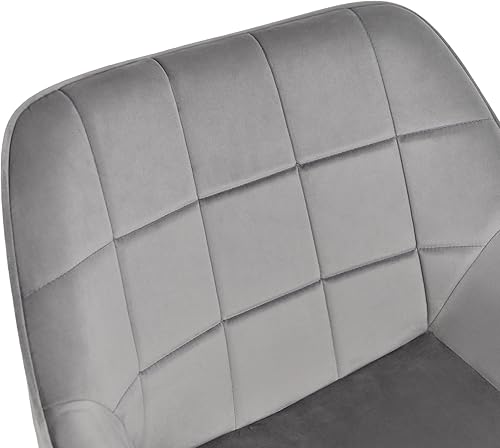 Miniatura 6 de DUHOME Silla moderna de oficina en casa, silla de escritorio de terciopelo con base de metal dorado con respaldo medio, bonita silla ergonómica de