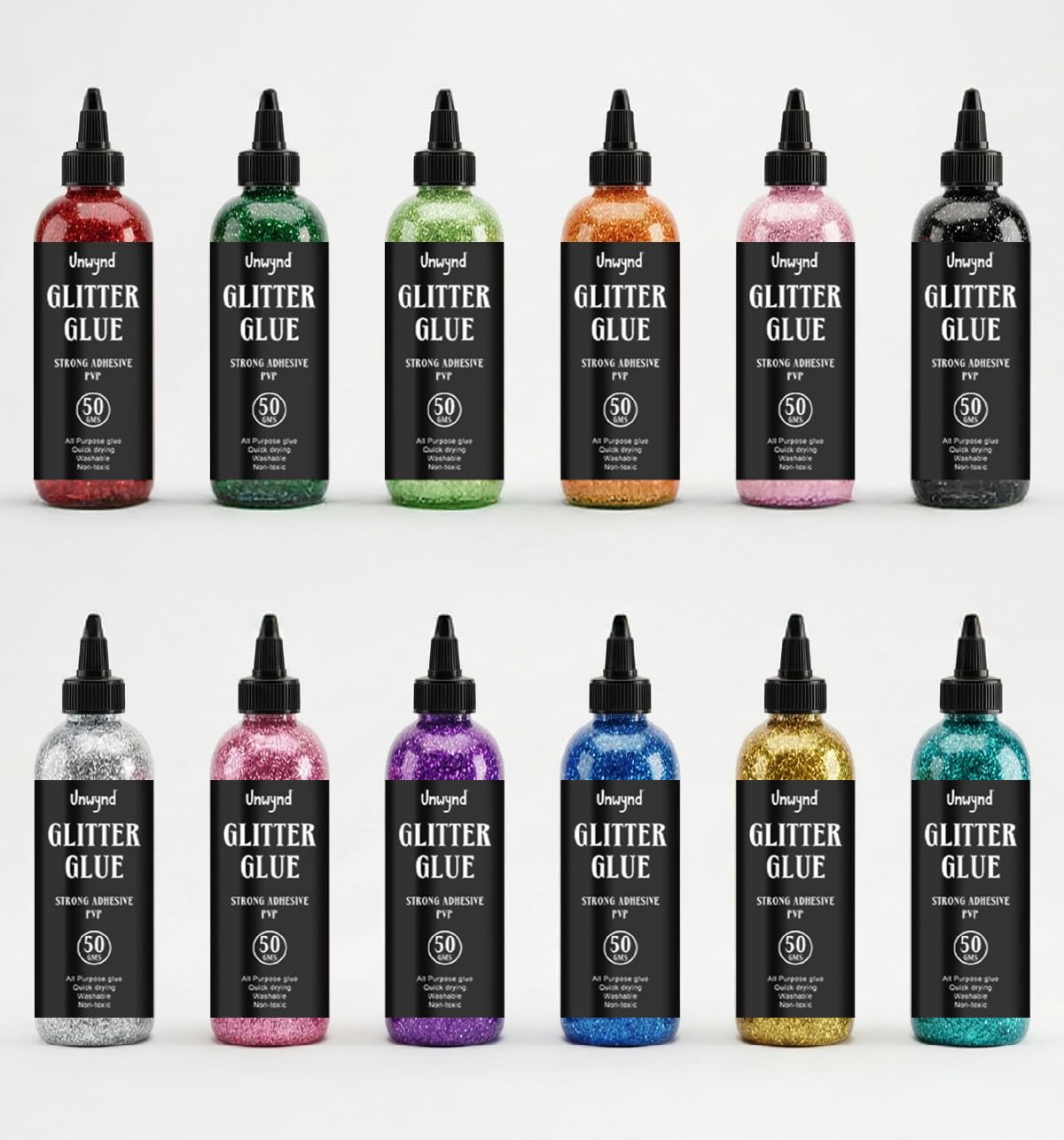 Set of 12 Glitter Glue Bottles 50g | Quick Dry, Crystal Clear & Washable | Safe Craft Glue for Kids | Ideal for Art, School Projects & DIY Decorations-picture-11