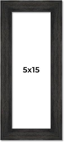 Marco de fotos negro de 5 x 15 pulgadas, marco de fotos moderno que incluye protector de acrílico UV, tablero de respaldo de espuma sin ácidos,