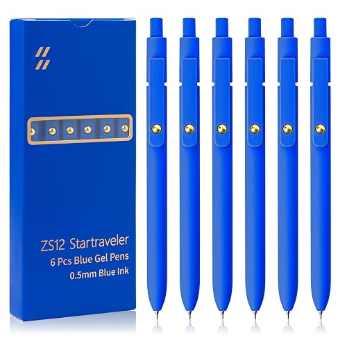 UIXJODO Blue Pens, 6 Pcs Blue Ink Pens Fine Point