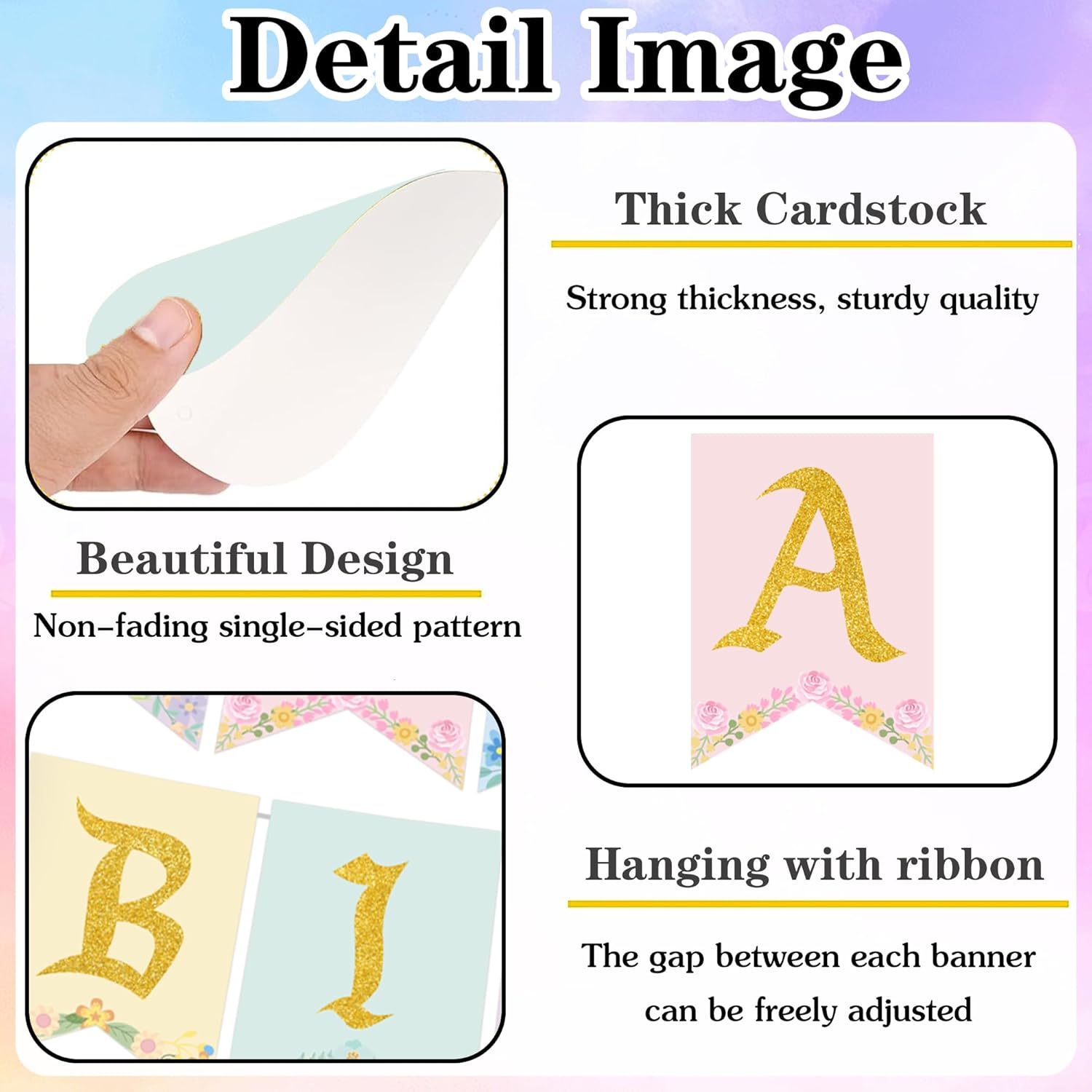 Colorful Happiest Birthday on Earth Banner - Pre-Strung Princess Theme Happy Birthday Party Decoration, Funny Princess Party Supplies for Girls Kids - Image 3