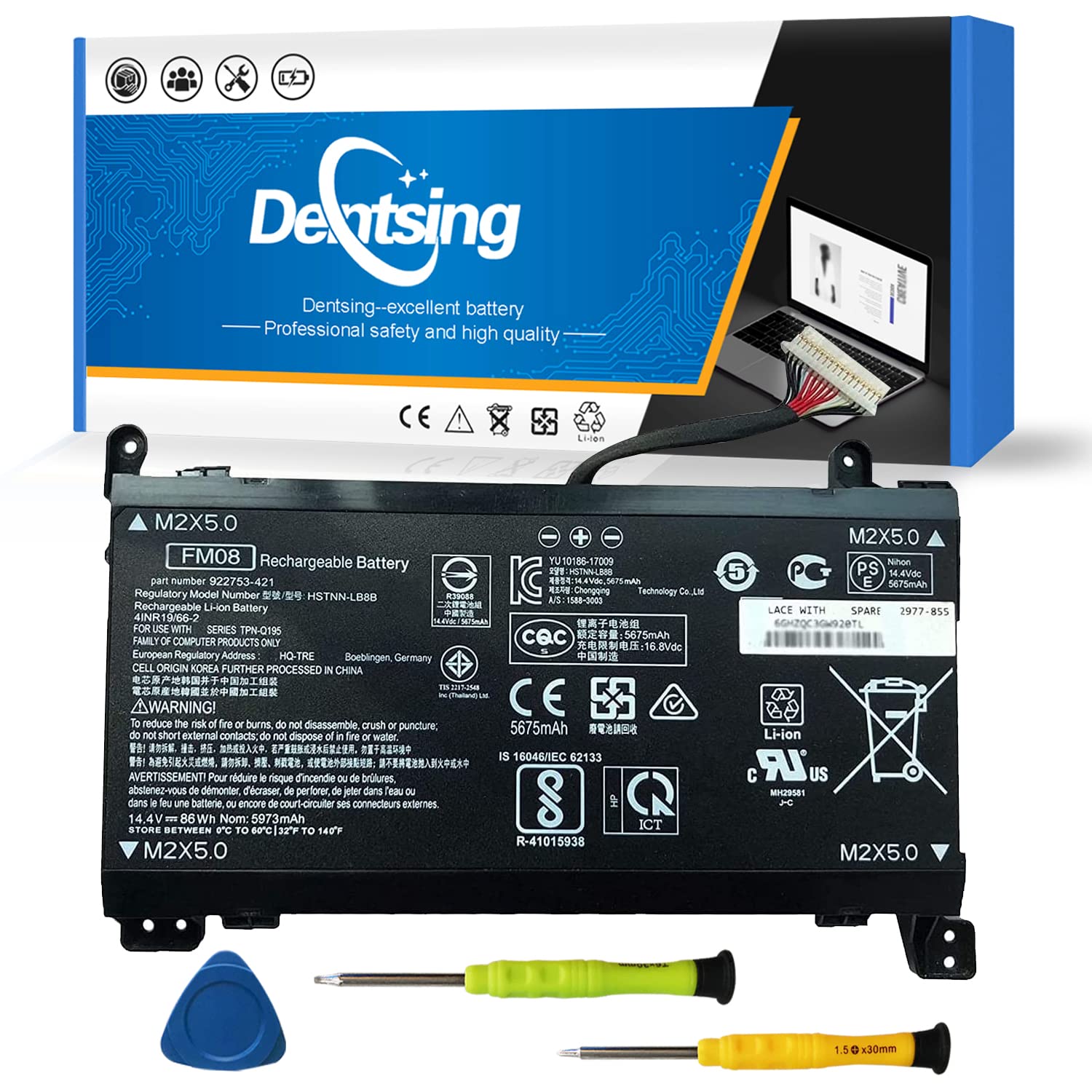 Dentsing FM08 Battery 14.4V 86Wh 5973mAh HSTNN-LB8BLaptop Battery Compatible with HP OMEN 17-AN013TX
