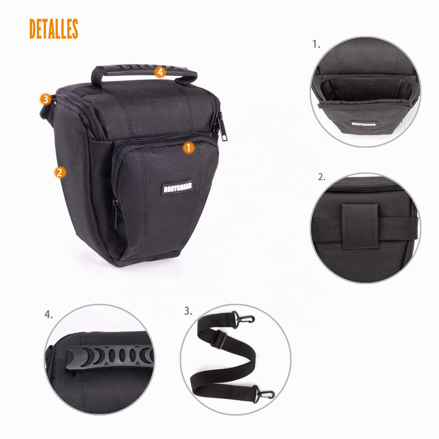 Bodyguard Bolso Colt Foto Bolso Espejo Reflex Colt Easy Negro, Apto para Nikon D800 D3500 D5300 D5600 D7500 Canon EOS 2000D 4000D 750D 200D 77D 80D