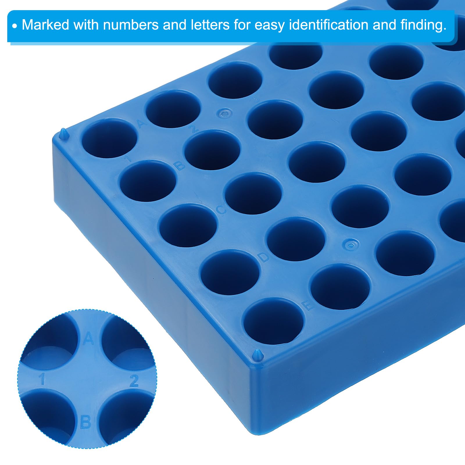 PATIKIL Portoir Pour Fioles De 4ml Pour Autosampler, 2 Pack Plateau Portoir Pour Fioles 50 Puits Empilable Portoir Pour Tubes À Microcentrifugeuse, Bleu