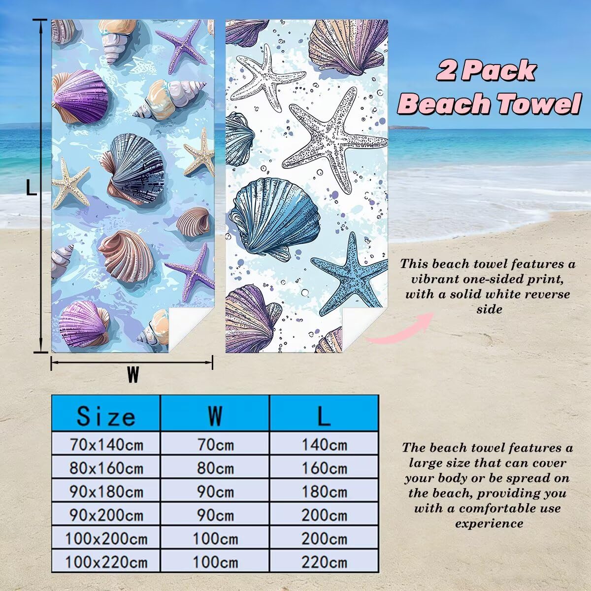 Ręcznik plażowy z mikrofibry, zestaw 2 dużych ręczników kąpielowych 100x200 cm, szybkoschnący ręcznik kąpielowy, ręczniki plażowe, sportowe ręczniki z mikrofibry do podróży -4730