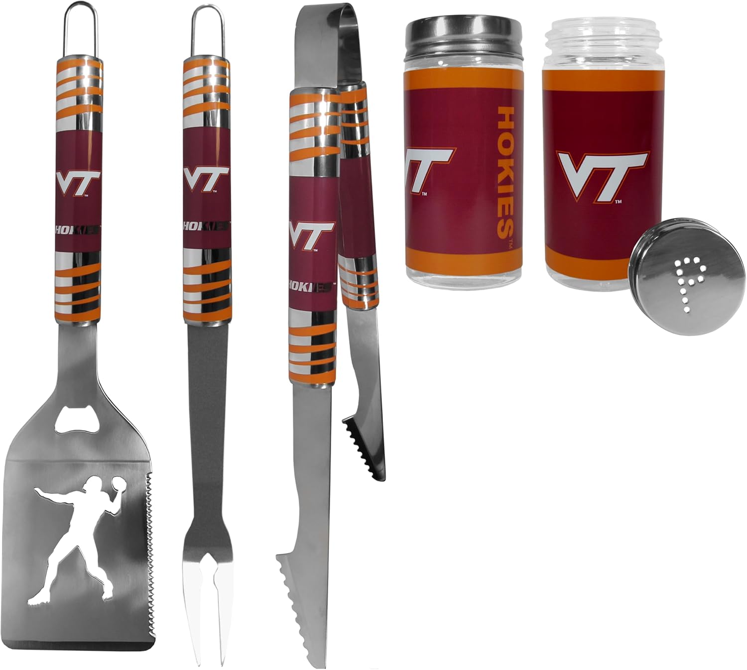 Siskiyou Sports NCAA Virginia Tech Hokies 3pc Tailgate BBQ Tools w/Shakers, Team Colors, One Size