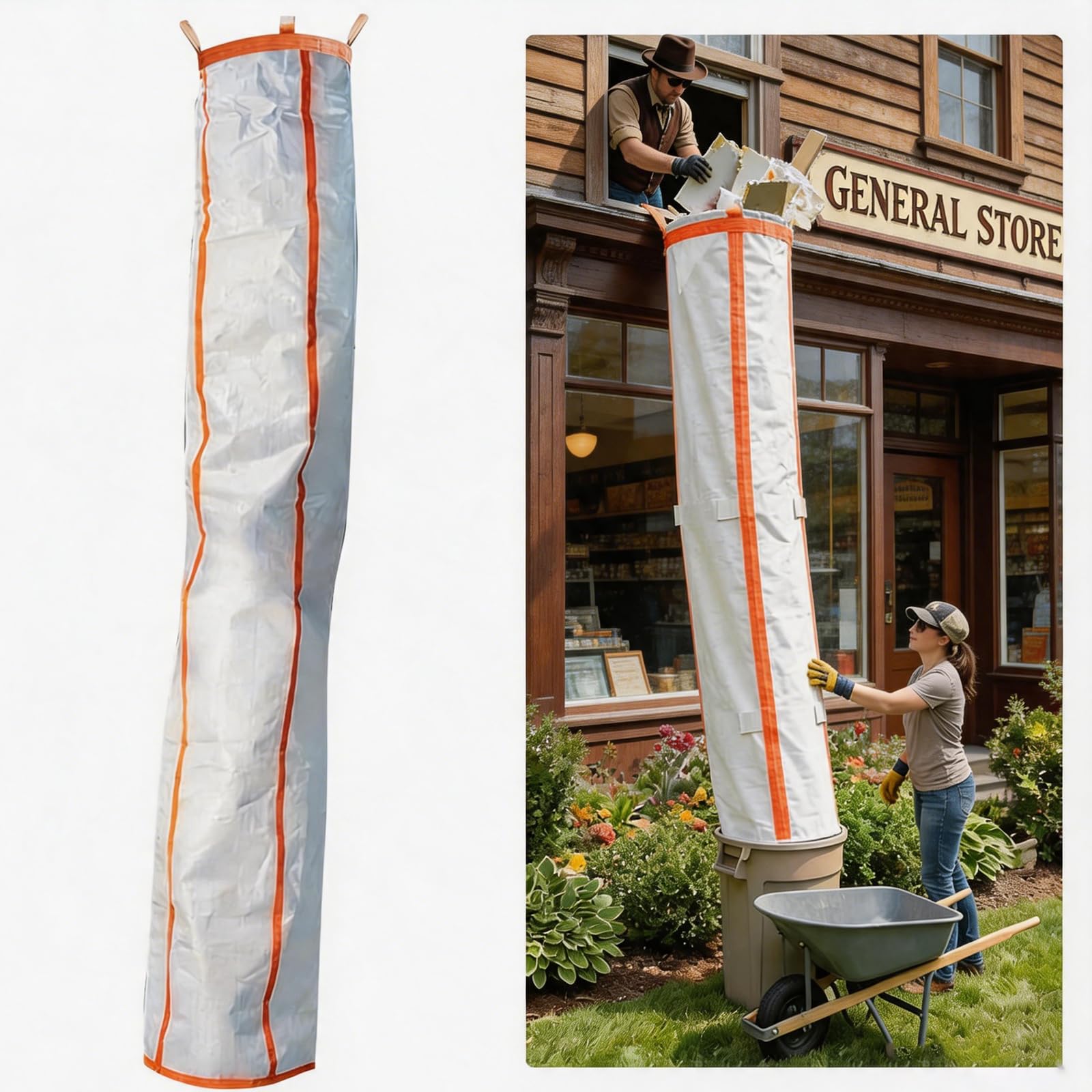 Goulotte à Gravats, 300Cm pour Débris Construction Outils Transport Déchets Sac Poubelle Tissée Réssistante à La Déchirure pour Une évacuation Facile Débris Construction Et Déchets Ménagers