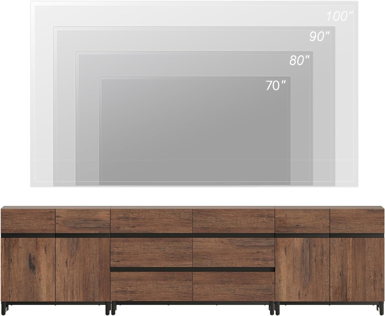 Close-up of an adjustable shelf inside the sideboard
