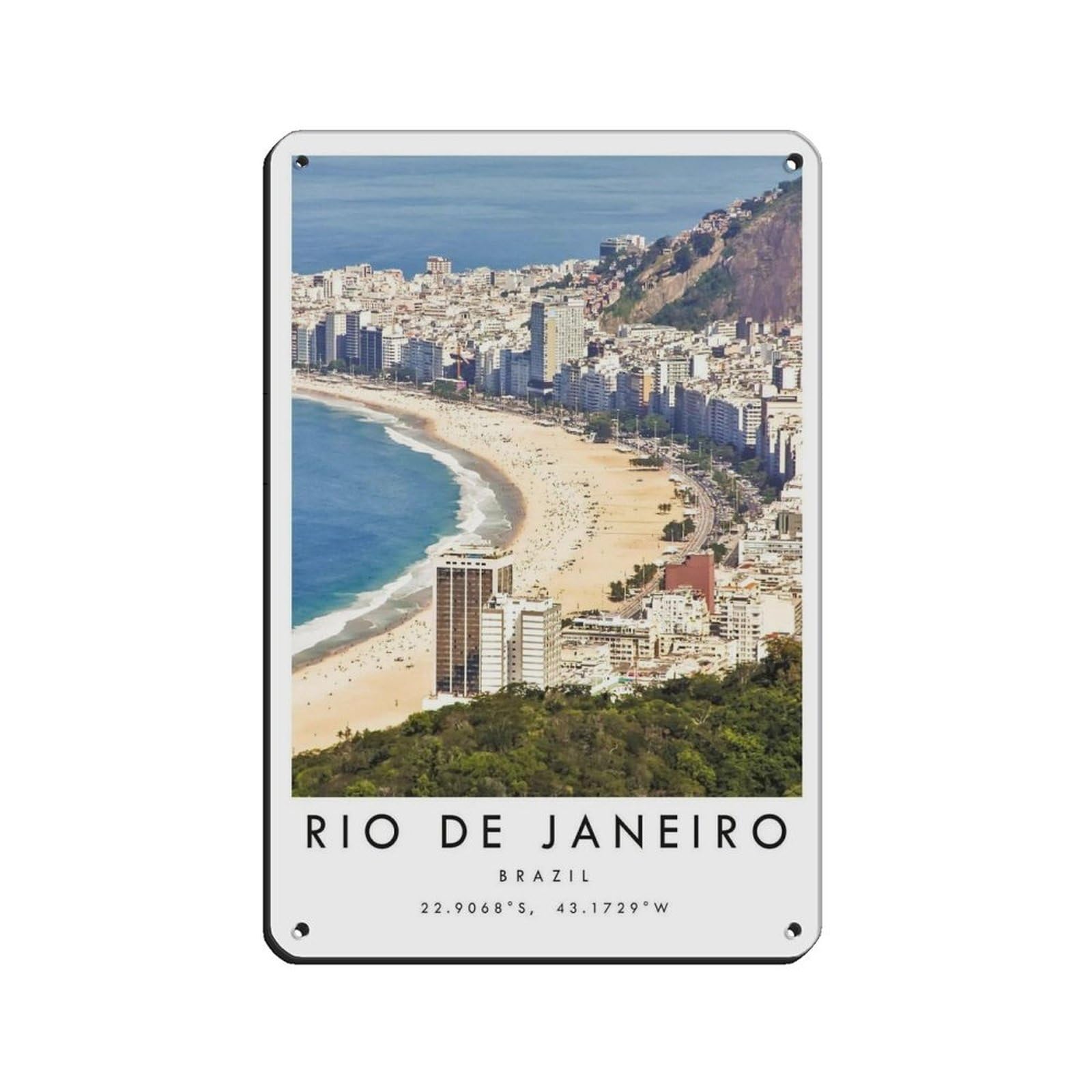 Rio De Janeiro Travel, Brazil Travel Poster Tin Sign Vintage Metal Pub Club Cafe Bar Home Wall Art Decoration Poster Retro 8x12inch(20x30cm)